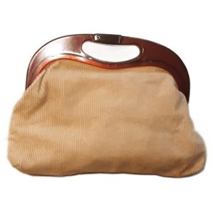 Vintage Casual Corner Gold Corduroy Bermuda Bag - Tortie Handle Bag